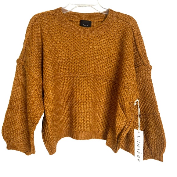 LUMIERE ACRYLIC SWEATER WITH DROP SHOULDER CROPPED STYLE LONG SLEEVE SIZE MEDIUM - Picture 3 of 8